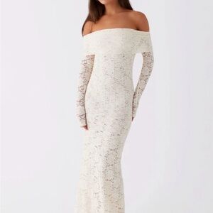 Peppermayo Strapless Lace Dress in Cream